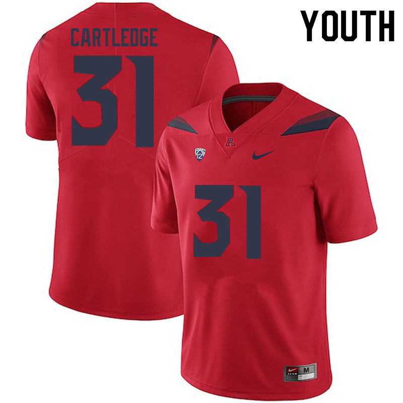 Youth #31 Trey Cartledge Arizona Wildcats College Football Jerseys Sale-Red